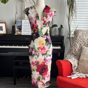 Ted Baker London Multicolor Floral Midi Dress size 1